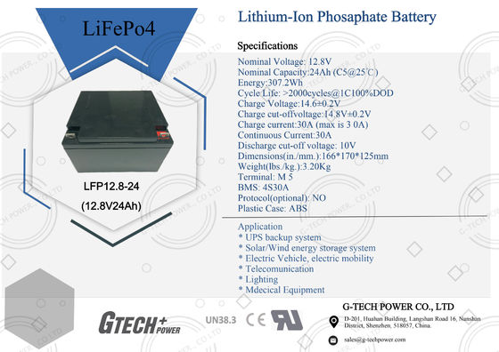 12.8V 24Ah Safety E Bike Lithium-Ion Battery For UPS System