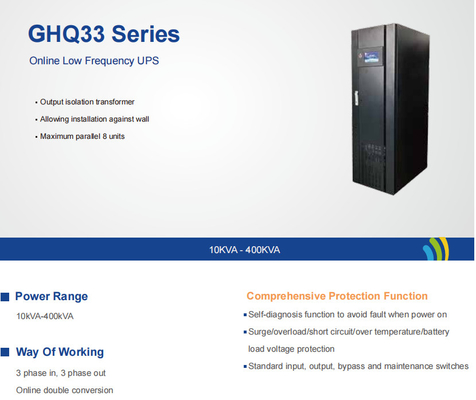 Three Phase Industrial Low Frequency Online Ups 400kva Ghq33 Series