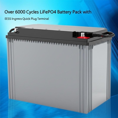 حزمة بطارية LiFePO4 بأكثر من 6000 دورة مع حماية من دخول الغبار والسوائل IP65 وطرف توصيل سريع EES-6mm