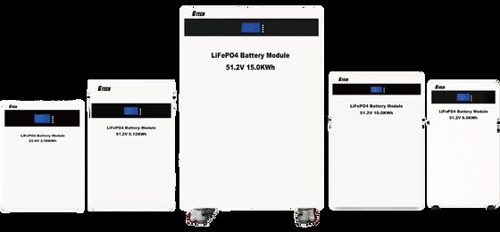 G TECH 51.2V 200Ah 10KWH بطارية LiFePO4 مثبتة على الحائط مع عمر دورة طويلة لتخزين الطاقة الشمسية