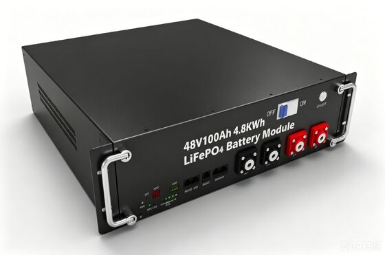 بطارية LiFePO4 48V 100Ah 4.8KWH بطارية تخزين طاقة مثبتة على الرف